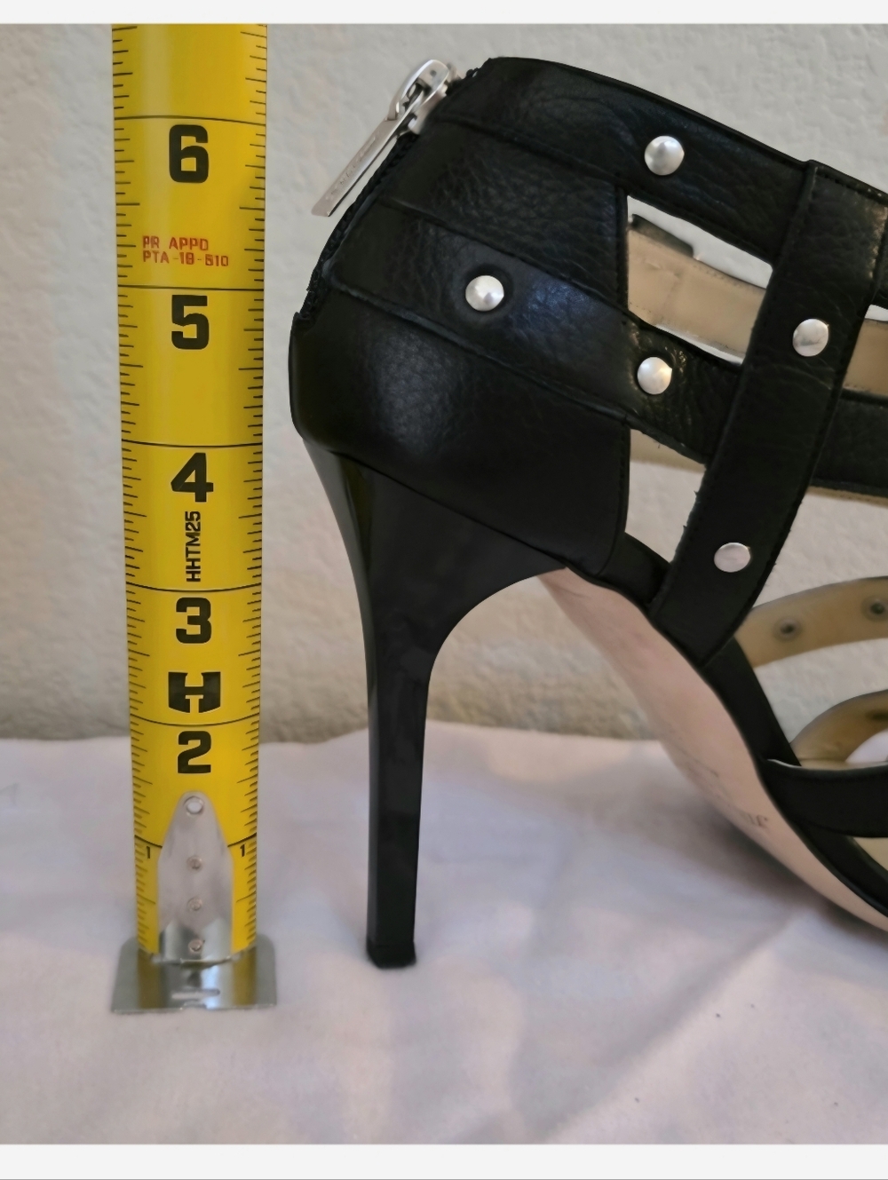 Jimmy Choo Black Leather Silver Studded Strappy Stiletto Heels EU 39, Fits US 8 - Picture 13 of 13